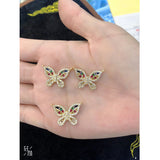 Cute Butterfly Charms Aaa Cubic Zirconia 18K Gold Centre Pcs For Women