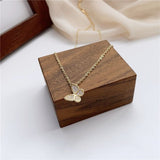 Cute Butterfly Charms Aaa Cubic Zirconia 18K Gold Necklace Pendant Chain For Women Girls