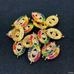 Turkish Gold Multicolour Evil Eye Cubic Zirconia Diamond Centre Pcs For Women