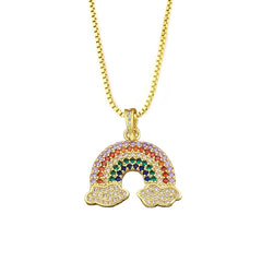 Multicolour Rainbow Cute Charms Pendant Necklace Chain For Women