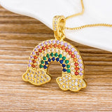 Multicolour Rainbow Cute Charms Pendant Necklace Chain For Women