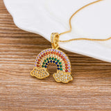 Multicolour Rainbow Cute Charms Pendant Necklace Chain For Women