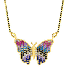 Rainbow Butterfly Necklace Pendant Chain
