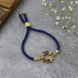 Rainbow 18K Gold Blue Cubic Zirconia Adjustable Thread Bracelet