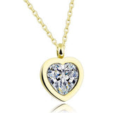 Heart Bezel Set Dainty Solitaire Cubic Zirconia 18K Gold Pendant Necklace Chain For Women