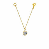Heart Bezel Set Dainty Solitaire Cubic Zirconia 18K Gold Slim Link Chain Watch Charm For Women