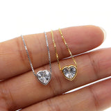 Love Heart Solitaire Cubic Zirconia 18K Gold Pendant Necklace Chain