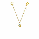 Star Bezel Set Dainty Solitaire Cubic Zirconia 18K Gold Slim Link Chain Watch Charm For Women