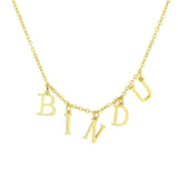 Slim 18K Gold Customized Initial Letter Choker Pendant Necklace For Women