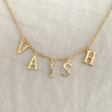 Slim 18K Gold Customized Initial Letter Choker Pendant Necklace For Women