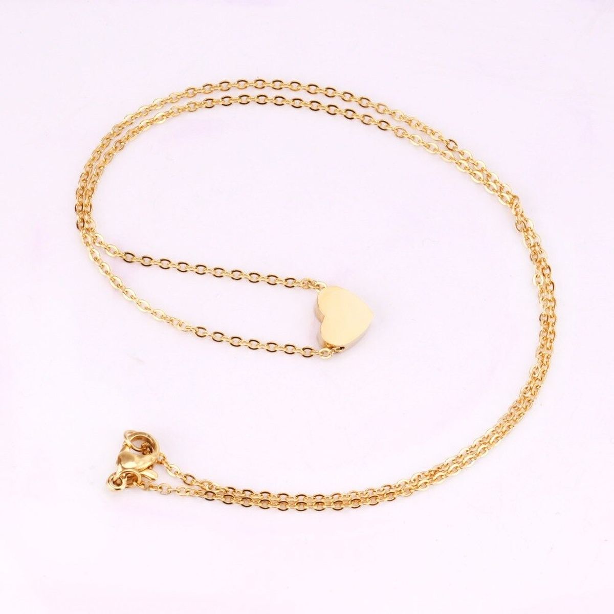 Glossy Heart Love Dainty 18K Gold Pendant Necklace Chain For Women