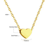 Glossy Heart Love Dainty 18K Gold Pendant Necklace Chain For Women