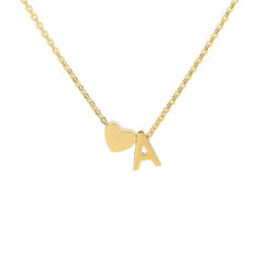 Initial Alphabet Gold Heart Letter A Necklace Pendant Chain