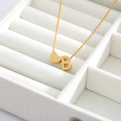 Initial Alphabet Gold Heart Letter A Necklace Pendant Chain