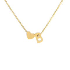 Initial Alphabet Gold Heart Letter A Necklace Pendant Chain