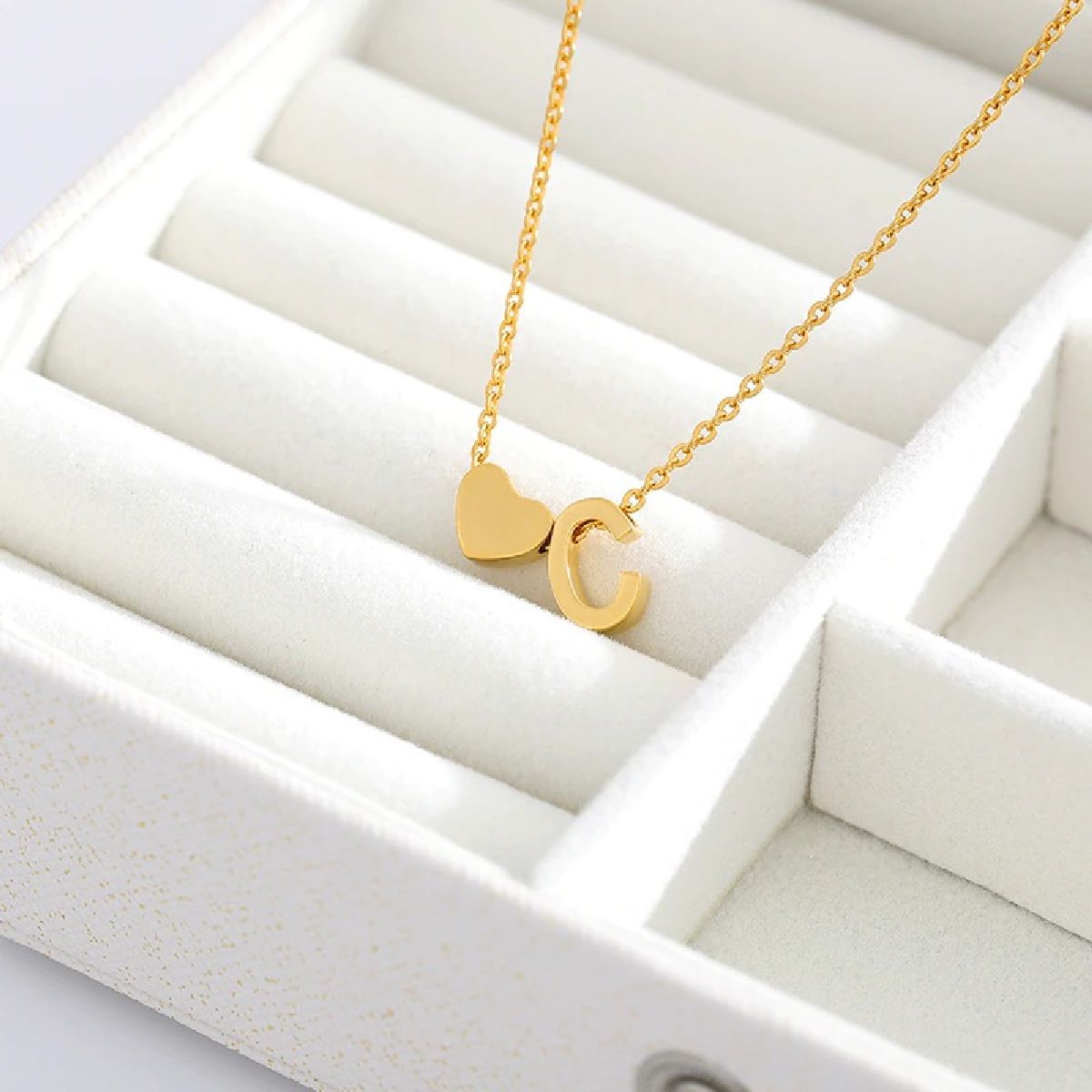Initial Alphabet Gold Heart Letter A Necklace Pendant Chain