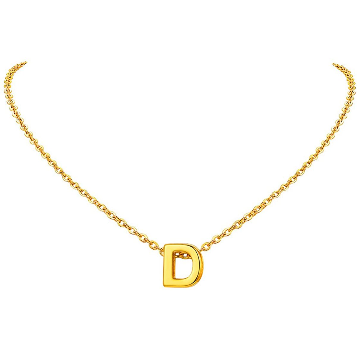 Initial Necklace Letter D Gold White – The Petal Archive