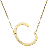 Sideways Alphabet Initial Large All Letter Personalised Customized Engraved Gold Stainless Steel Pendant Necklace