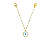 Evil Eye Mother Of Pearl Zirconia Gold Slim Link Chain Watch Charm For Women