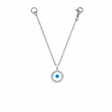 Evil Eye Mother Of Pearl Zirconia Silver Slim Link Chain Watch Charm For Women