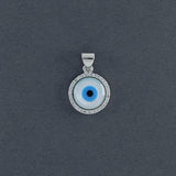 Evil Eye Mother Of Pearl Zirconia Silver Pendant Charm