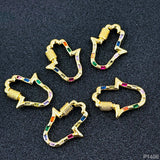 Rainbow Hamsa Gold Copper Charm For Women