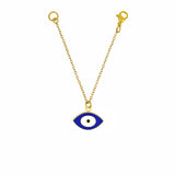 Oval Blue Turkish Evil Eye Nazariya Slim Link Chain Watch Charm For Women