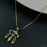 Copper Crystals Gold Multicolor Evil Eye Necklace Pendant Chain For Women Girls