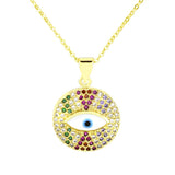 Round Evil Eye Multicolor Necklace Pendant Chain