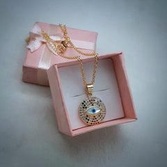 Round Evil Eye Multicolor Necklace Pendant Chain