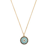 Turkish Evil Eye Blue Black Gold Cubic Zirconia Pendant Chain Necklace