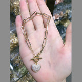 Heart Toggle Gold American Diamond Copper Link Bracelet For Women