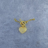 Heart Toggle Lock Gold Zircon Copper Charm For Women
