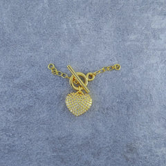 Heart Toggle Lock Gold Zircon Copper Charm For Women