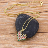Rainbow Multi Colour Baguette Love Heart Pendant Necklace Chain