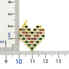 Rainbow Multi Colour Baguette Love Heart Pendant Necklace For Women