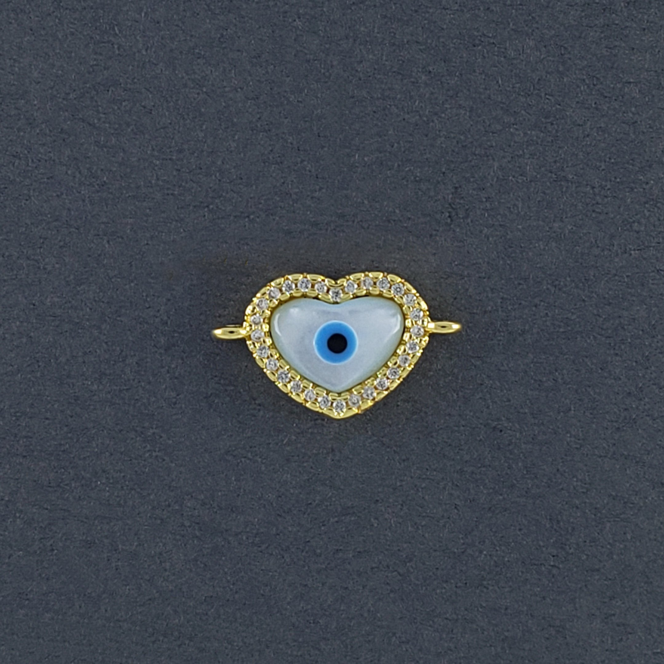Heart Evil Eye Nazariya White Gold American Diamond Charm Centre Pcs For Women