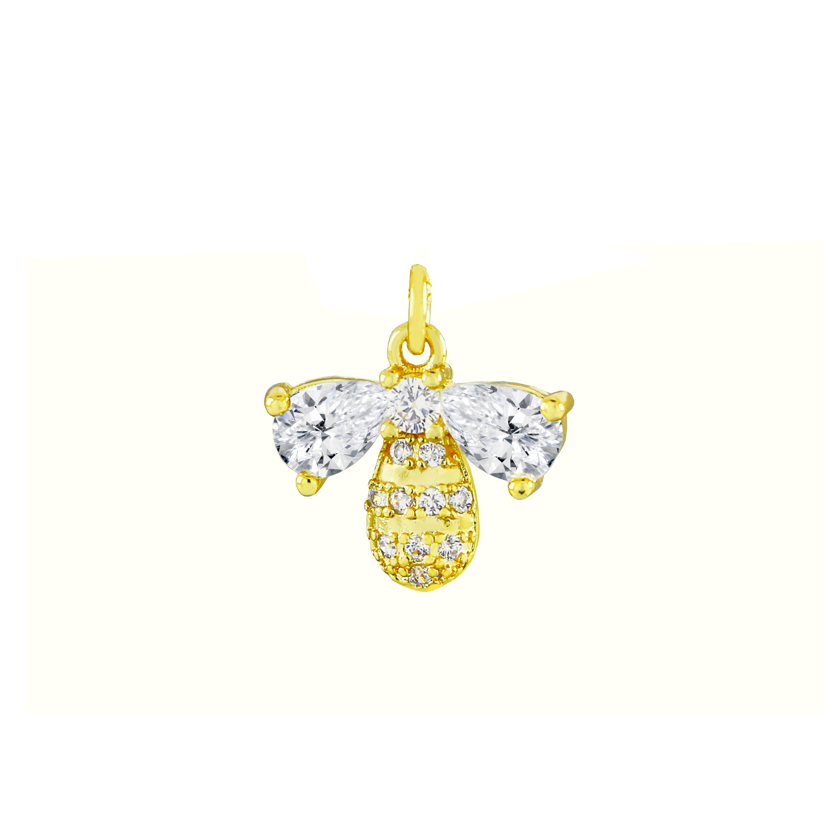 Honey Bee 18K Gold Plated Crystal Cubic Zirconia Pendant Necklace For Women