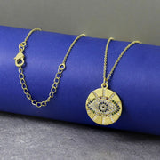 Round Evil Eye Necklace Pendant Chain