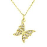 Butterfly Round Gold Necklace Pendant Chain