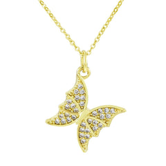 Butterfly Round Gold Necklace Pendant Chain