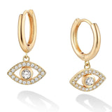 Eye 18K Gold Cubic Zirconia Brass Hoop Earring Pair For Women
