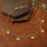 Evil Eye American Diamond Gold Choker Necklace Chain For Women