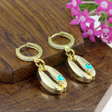 Evil Eye Green Gold American Diamond Hoop Drop Earring For Women