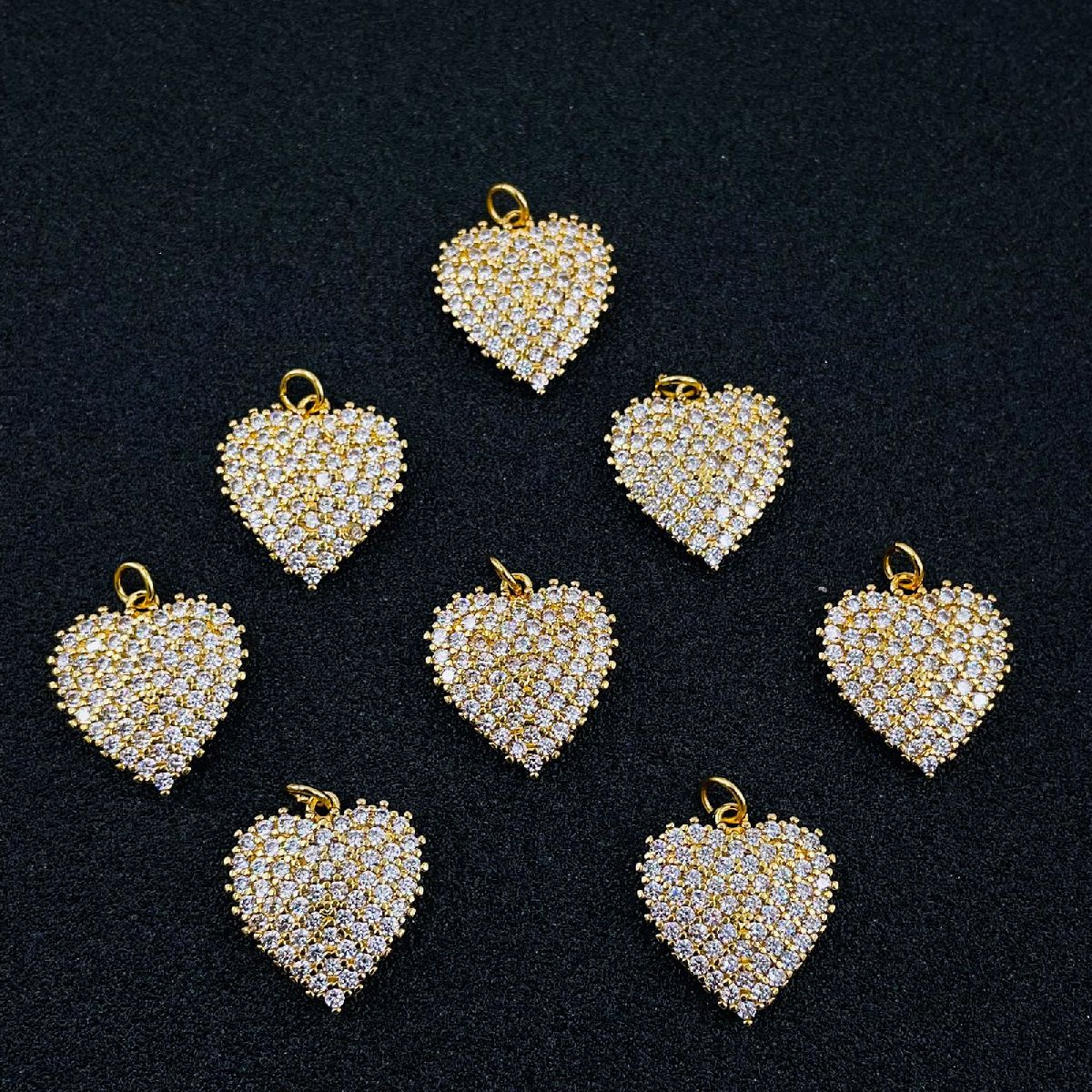 Heart Love Valentines Gold Cubic Zirconia Pendant Necklace For Women