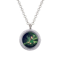 Round Silver Photo Necklace Pendant Chain