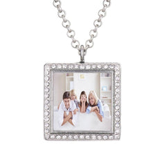 Round Silver Photo Necklace Pendant Chain