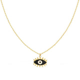Blue Enamel Evil Eye Gold Necklace Pendant Chain