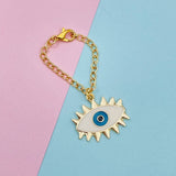 Alloy Enamel Eyelash Evil Eye Watch charm For Women White Blue Gold
