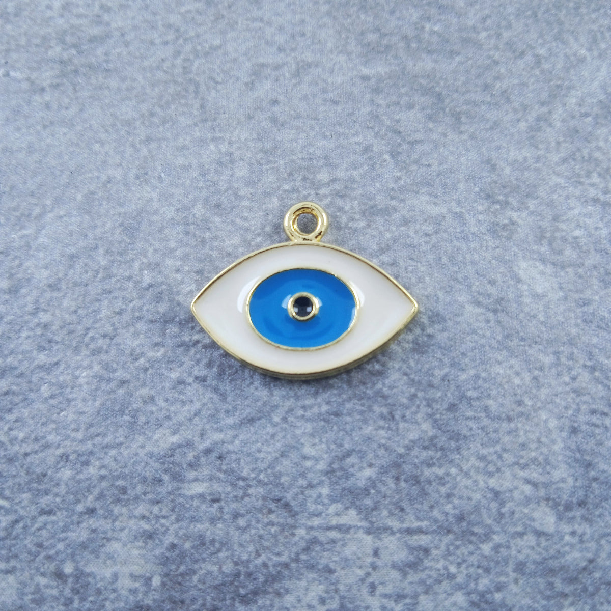 Evil Eye Gold White Blue Enamel Copper Charm For Women